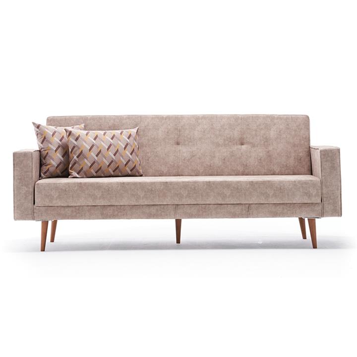 3-seater sofa-bed PWF-0528 pakoworld fabric beige antique - walnut 214x75x90cm