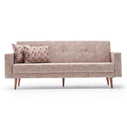 3-seater sofa-bed PWF-0528 pakoworld fabric beige antique - walnut 214x75x90cm