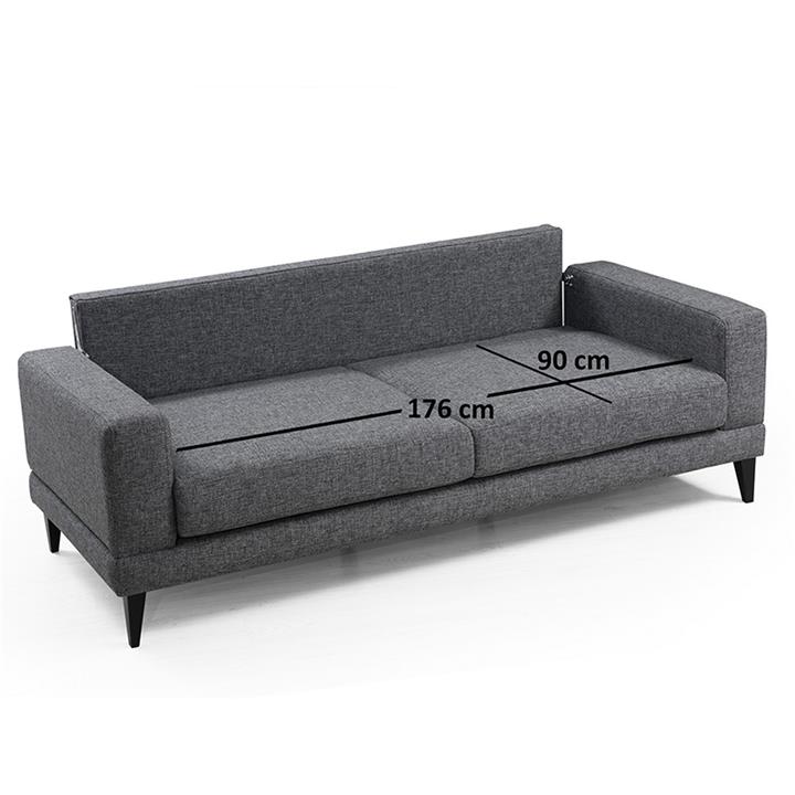 3-seater sofa PWF-0510 pakoworld fabric dark gray-black 210x85x90cm