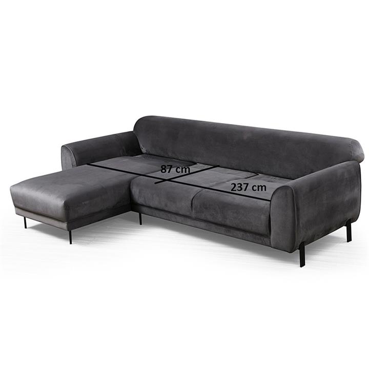 Corner sofa PWF-0523 pakoworld right corner velvet anthracite-black 287x169x85cm