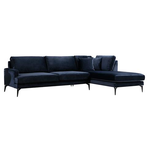 Corner sofa Fortune pakoworld left corner velvet blue-black 283x180x88cm