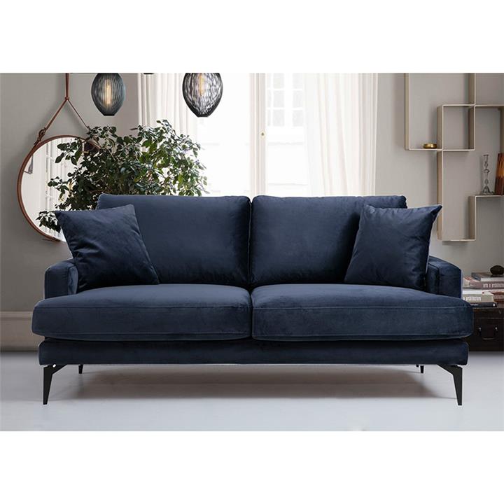 Καναπές 2θέσιοςFortune pakoworld βελούδο μπλε-μαύρο 175x88x90εκ