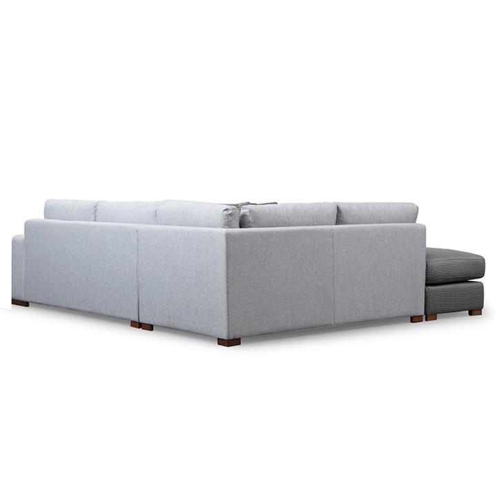 Corner sofa PWF-0542 pakoworld right corner fabric gray-walnut 246x266x85cm