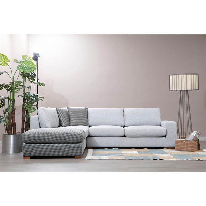 Corner sofa PWF-0542 pakoworld right corner fabric gray-walnut 246x266x85cm