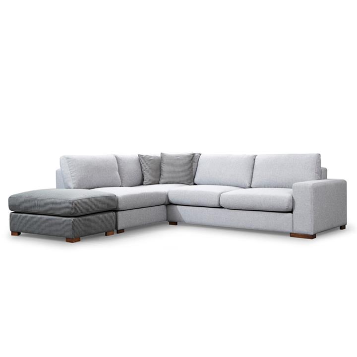 Corner sofa PWF-0542 pakoworld right corner fabric gray-walnut 246x266x85cm