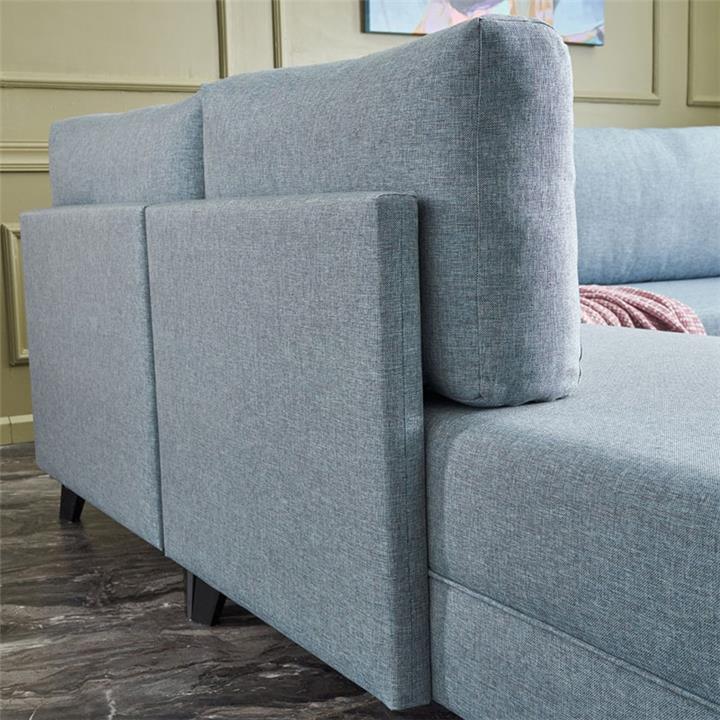 Versatile corner sofa-bed PWF-0535 pakoworld fabric light blue 300x202x78cm