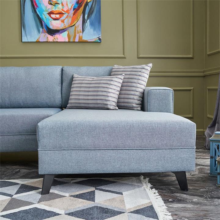 Versatile corner sofa-bed PWF-0535 pakoworld fabric light blue 300x202x78cm