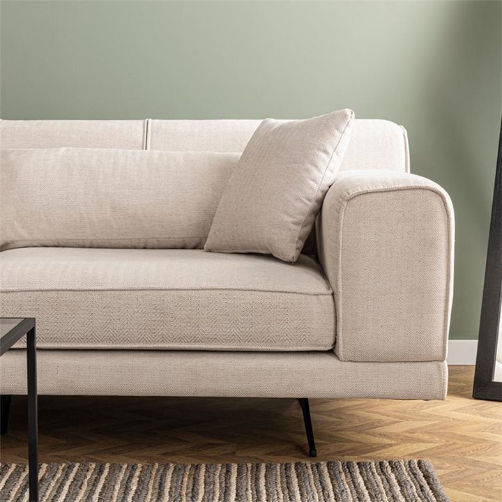 Corner Sofa PWF-0533 pakoworld right corner fabric beige-black 308x198x78cm