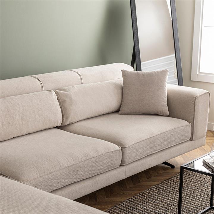 Corner Sofa PWF-0533 pakoworld right corner fabric beige-black 308x198x78cm
