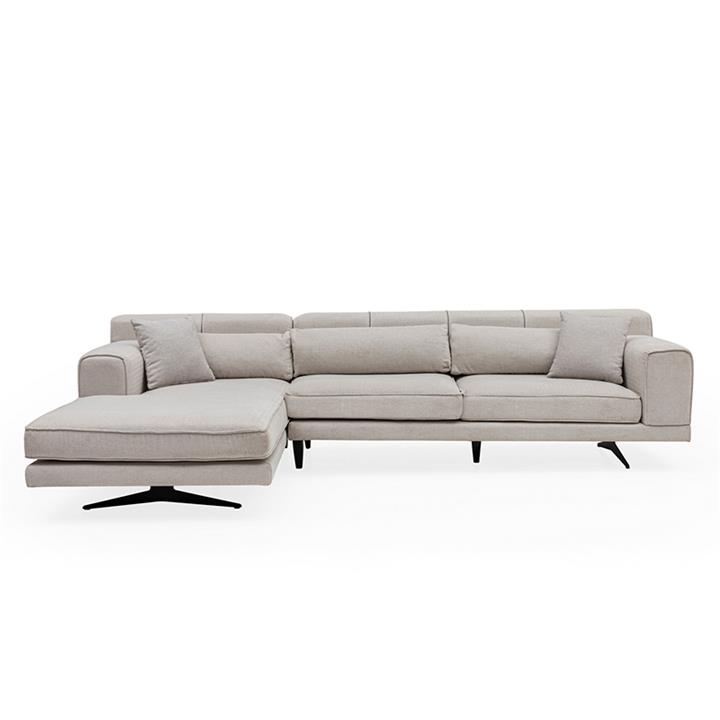 Corner Sofa PWF-0533 pakoworld right corner fabric beige-black 308x198x78cm