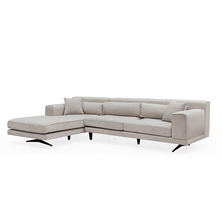 Corner Sofa PWF-0533 pakoworld right corner fabric beige-black 308x198x78cm