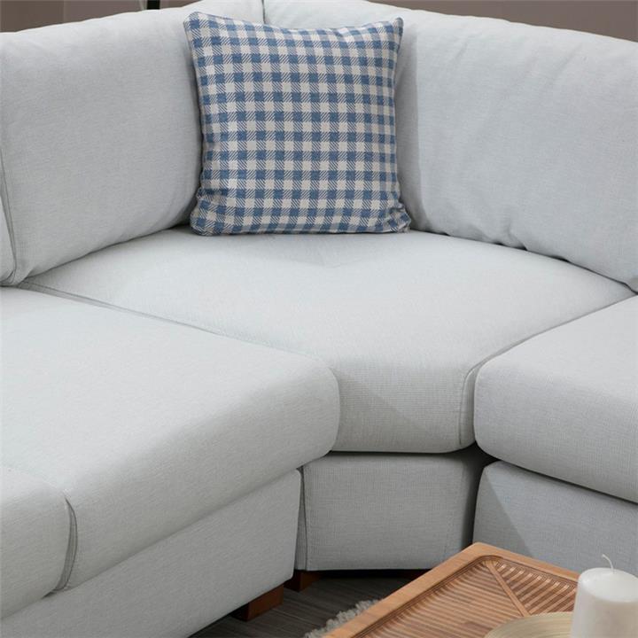 Corner sofa PWF-0531 pakoworld right corner fabric beige grey-walnut 363x282x85cm