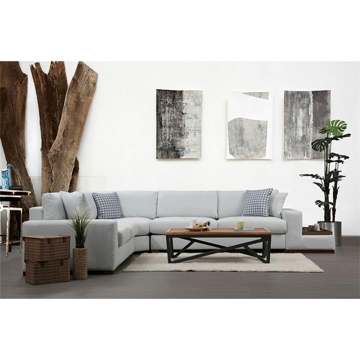 Corner sofa PWF-0531 pakoworld right corner fabric beige grey-walnut 363x282x85cm