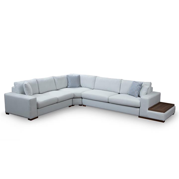 Corner sofa PWF-0531 pakoworld right corner fabric beige grey-walnut 363x282x85cm