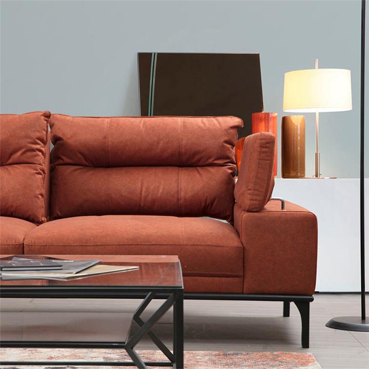 Corner sofa PWF-0529 pakoworld right corner fabric dark orange-black 309x188x89cm