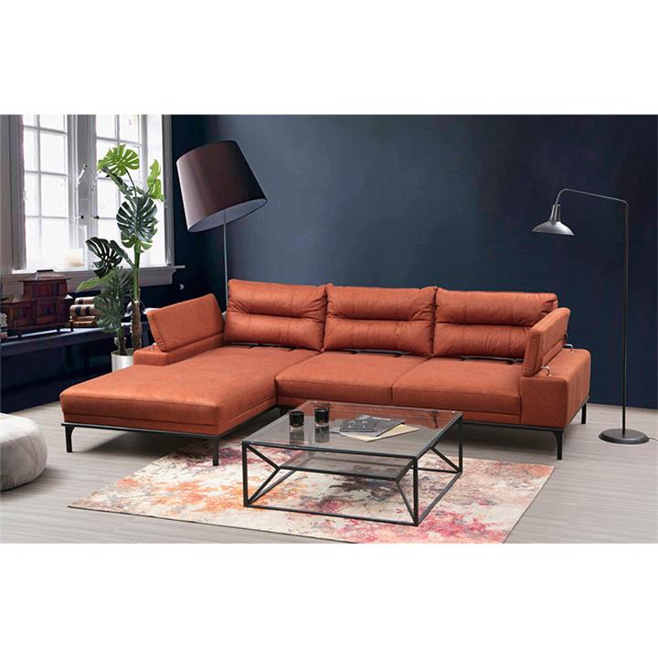Corner sofa PWF-0529 pakoworld right corner fabric dark orange-black 309x188x89cm