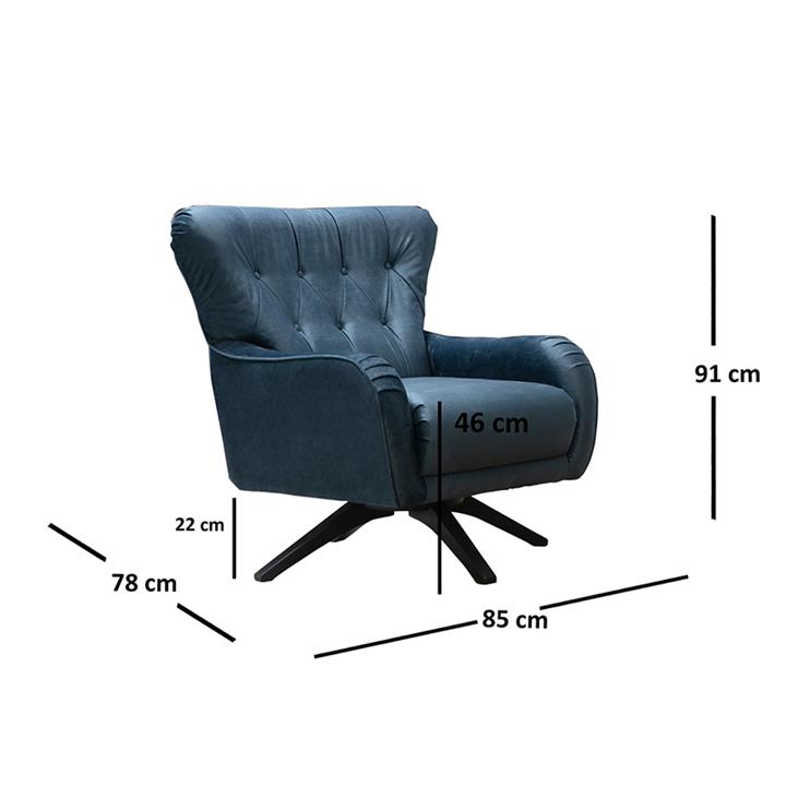 Armchair PWF-0514 pakoworld velvet blue-black 85x78x91cm