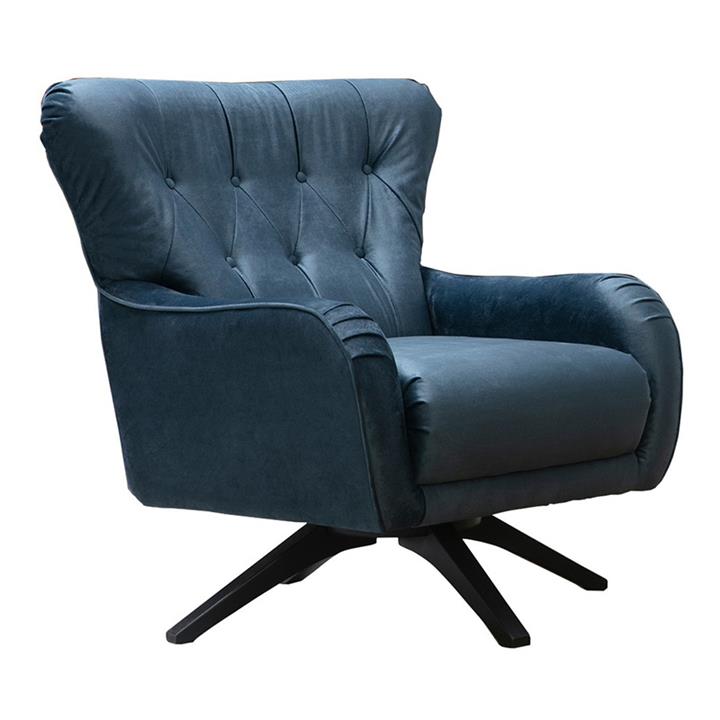 Armchair PWF-0514 pakoworld velvet blue-black 85x78x91cm