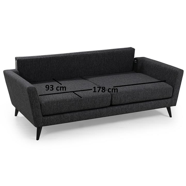 Sofa 3-seater PWF-0526 pakoworld fabric anthracite-black 215x94x88cm