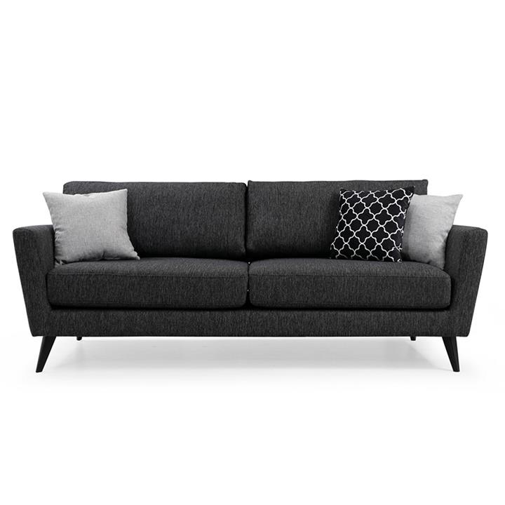 Sofa 3-seater PWF-0526 pakoworld fabric anthracite-black 215x94x88cm