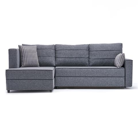 Corner sofa-bed PWF-0524 pakoworld right corner fabric dark gray-walnut 242x160x88cm