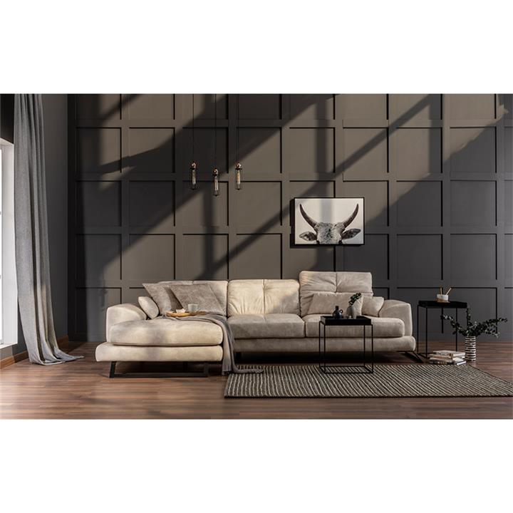 Corner sofa PWF-0503 pakoworld right corner fabric beige-black 308x190x100cm
