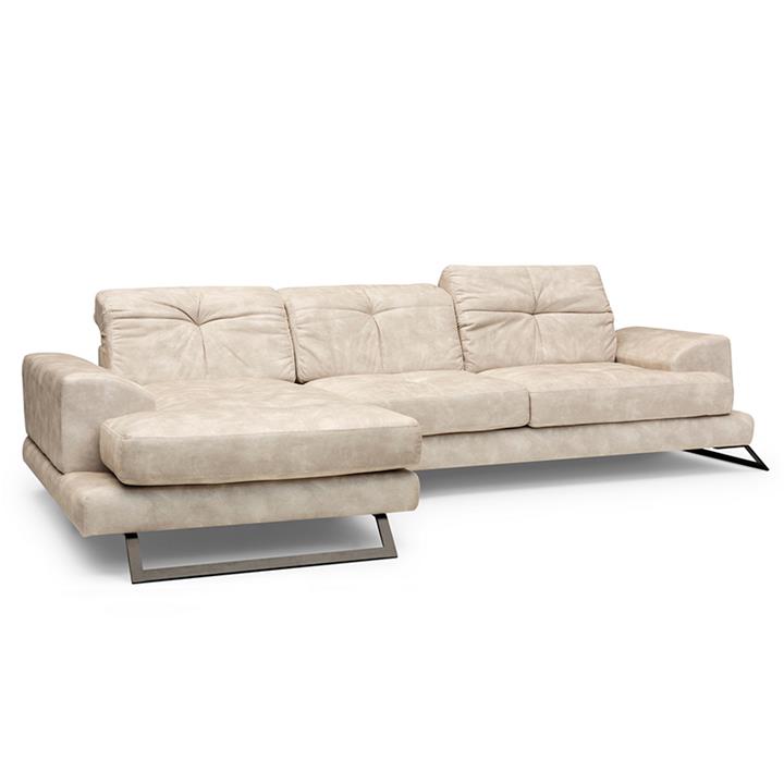 Corner sofa PWF-0503 pakoworld right corner fabric beige-black 308x190x100cm
