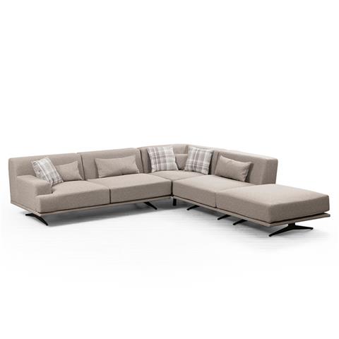 Corner sofa PWF-0516 pakoworld left corner fabric beige-black 302x302x80cm