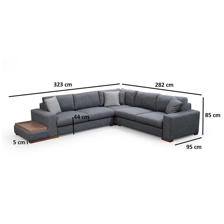 Corner sofa PWF-0519 pakoworld left corner anthracite-walnut fabric 323x282x85cm