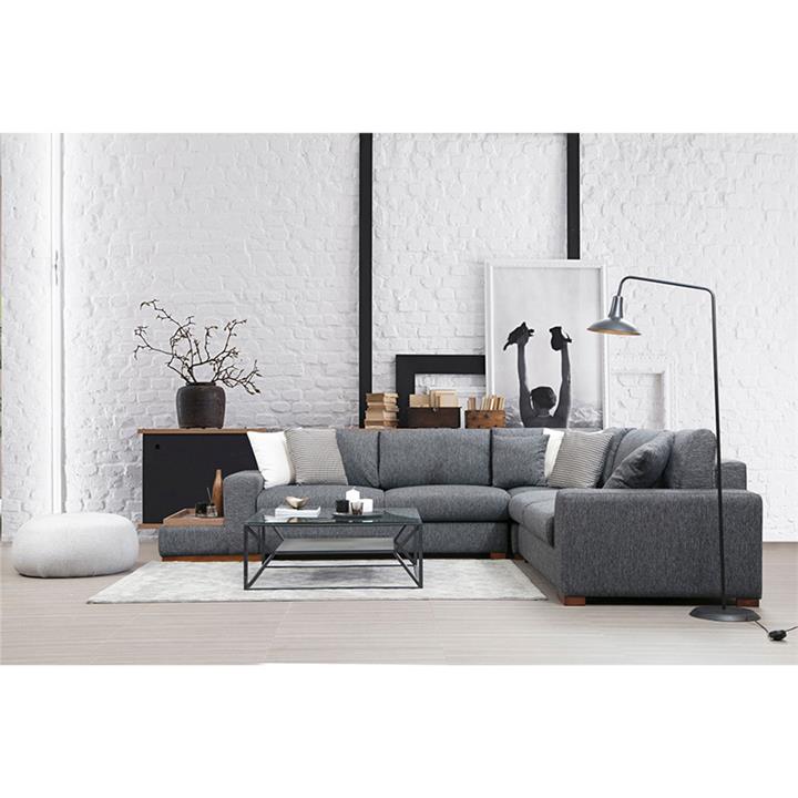 Corner sofa PWF-0519 pakoworld left corner anthracite-walnut fabric 323x282x85cm