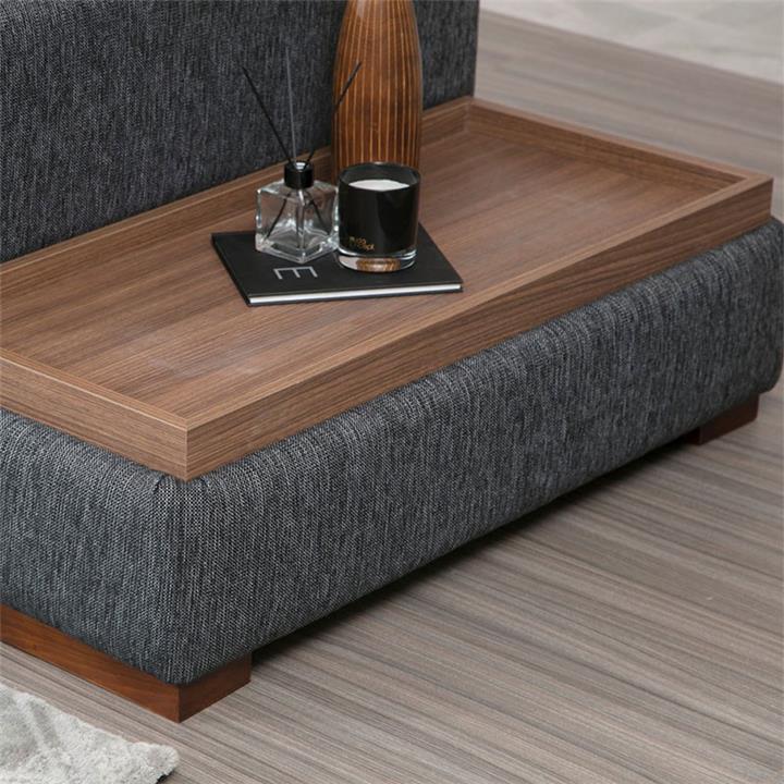 Corner sofa PWF-0519 pakoworld right corner anthracite-walnut fabric 323x282x85cm
