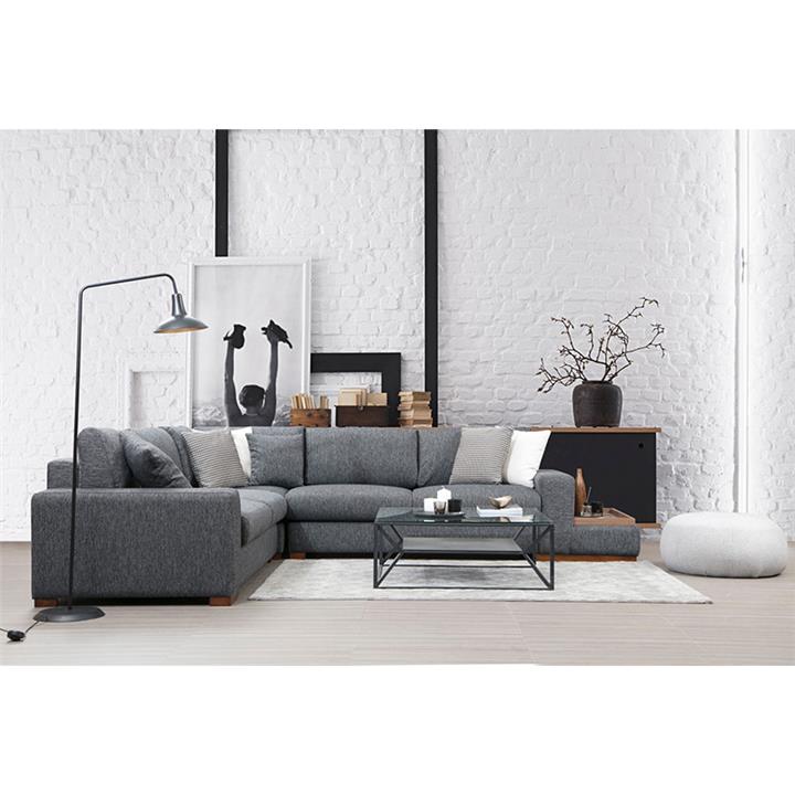 Corner sofa PWF-0519 pakoworld right corner anthracite-walnut fabric 323x282x85cm