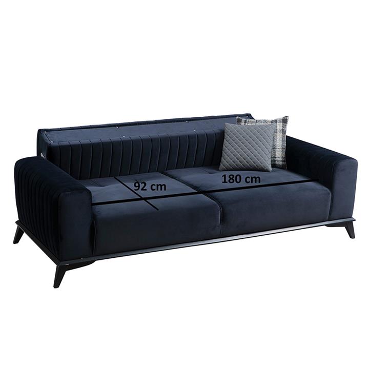 Sofa 3-seater bed PWF-0515 pakoworld velvet navy blue-black 220x92x77cm