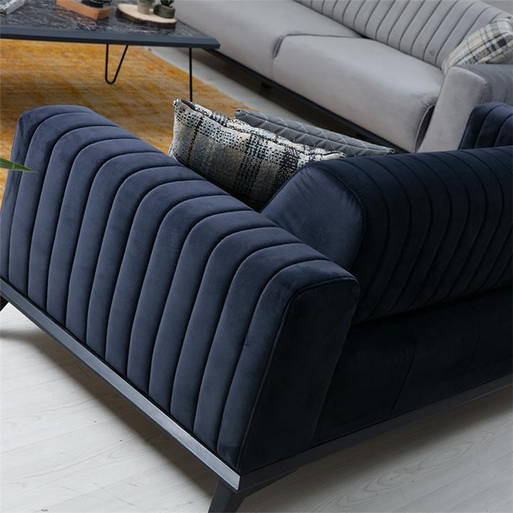 Sofa 3-seater bed PWF-0515 pakoworld velvet navy blue-black 220x92x77cm