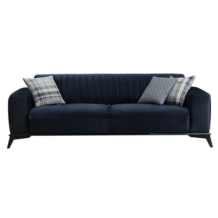 Sofa 3-seater bed PWF-0515 pakoworld velvet navy blue-black 220x92x77cm