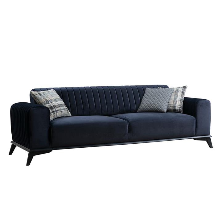 Sofa 3-seater bed PWF-0515 pakoworld velvet navy blue-black 220x92x77cm