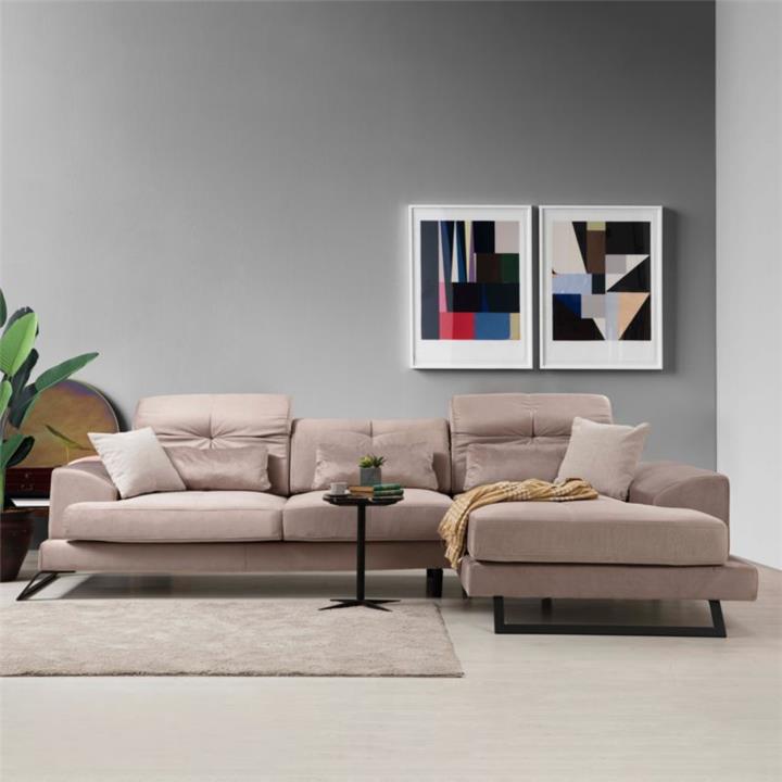 Corner sofa PWF-0503 pakoworld left corner fabric beige-black 308x190x100 / 92cm