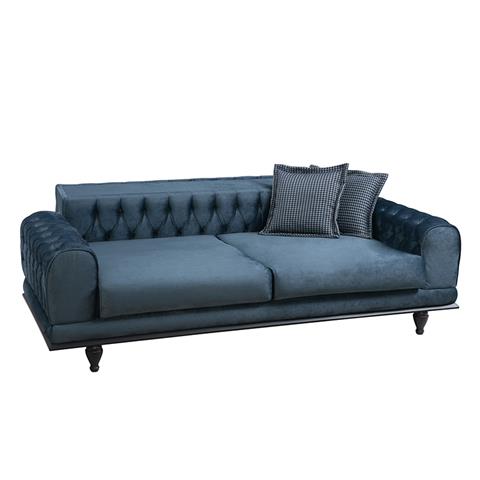 3-seater sofa-bed PWF-0514 pakoworld velvet blue-black 220x90x80cm
