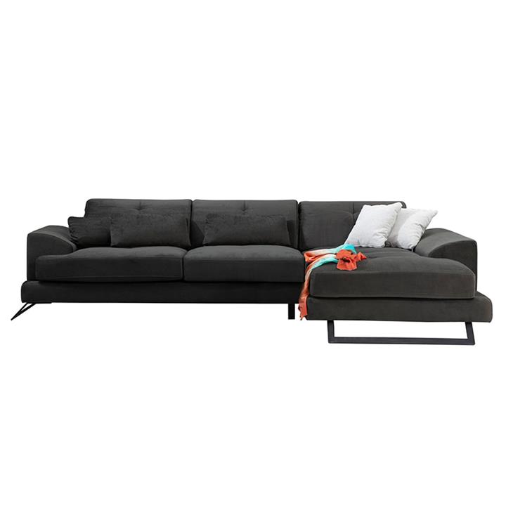 Corner sofa PWF-0503 pakoworld left corner velvet anthracite-black 308x190x100 / 92cm
