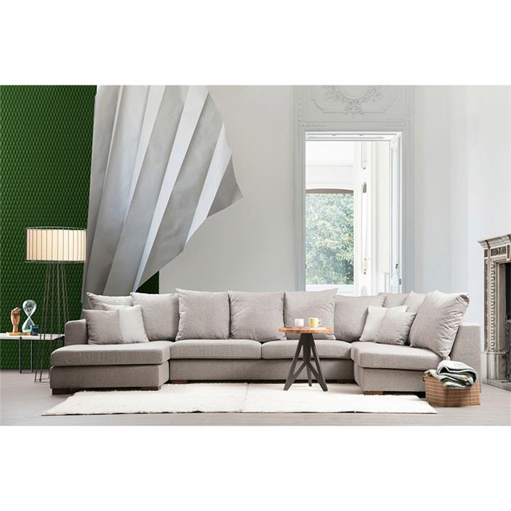 Corner sofa PWF-0512 pakoworld beige-walnut fabric 380x188x160x88cm