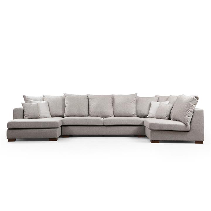 Corner sofa PWF-0512 pakoworld beige-walnut fabric 380x188x160x88cm