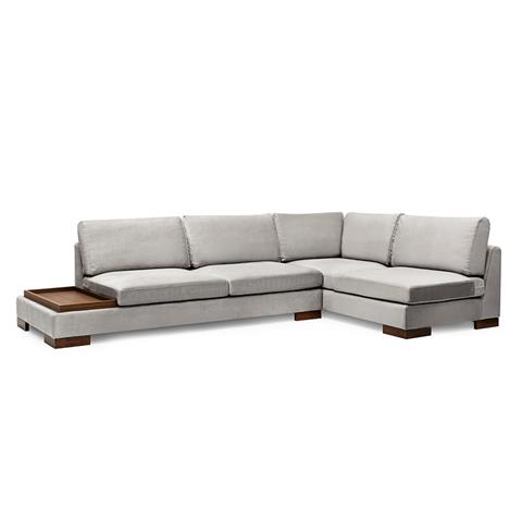 Corner sofa PWF-0506 pakoworld left corner velvet light gray-walnut 313x193x80cm