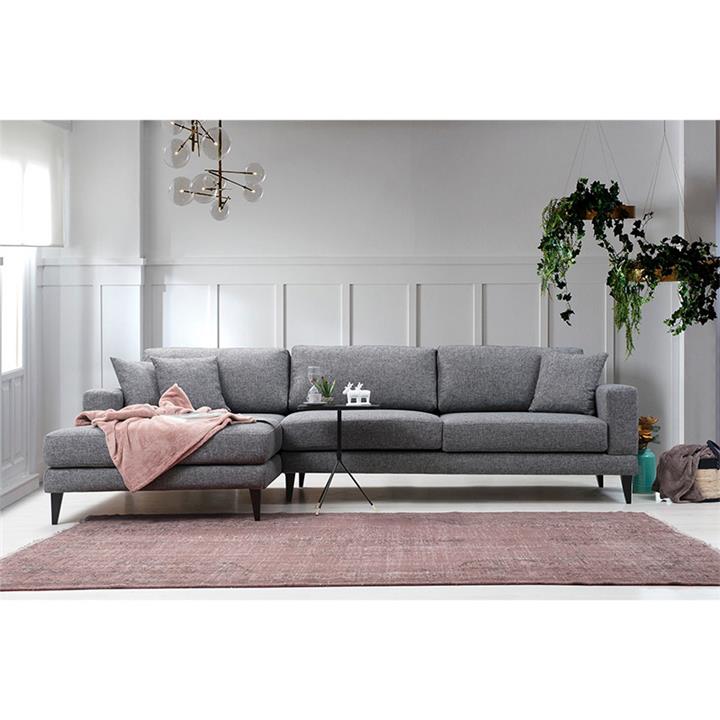 Corner sofa PWF-0510 pakoworld right corner fabric anthracite-black 303x160x85cm