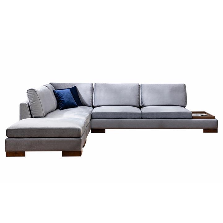 Corner sofa PWF-0506 pakoworld right corner with pouf grey-walnut fabric 313x193x80cm