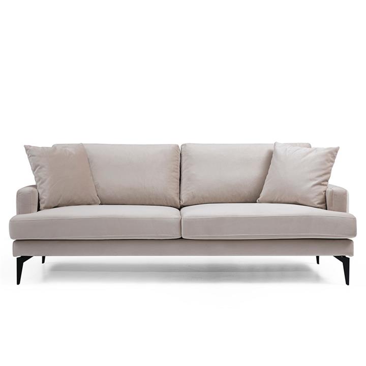 3-seater sofa Fortune pakoworld velvet beige-black 205x90x88cm