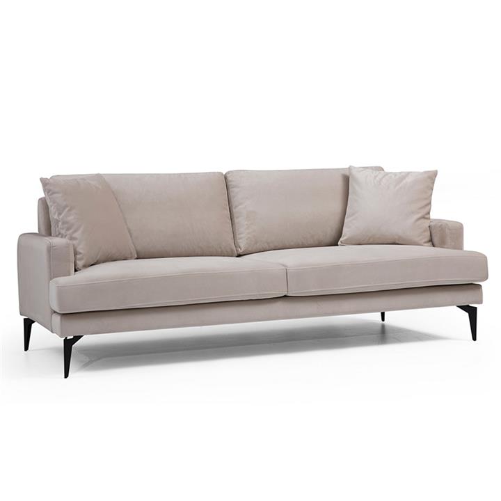 3-seater sofa Fortune pakoworld velvet beige-black 205x90x88cm