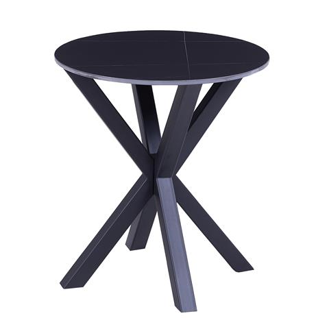 SIDE TABLE ROUND HM9473.04 BLACK MARBLE TOP AND BLACK METAL LEGS Φ50x55Hcm.