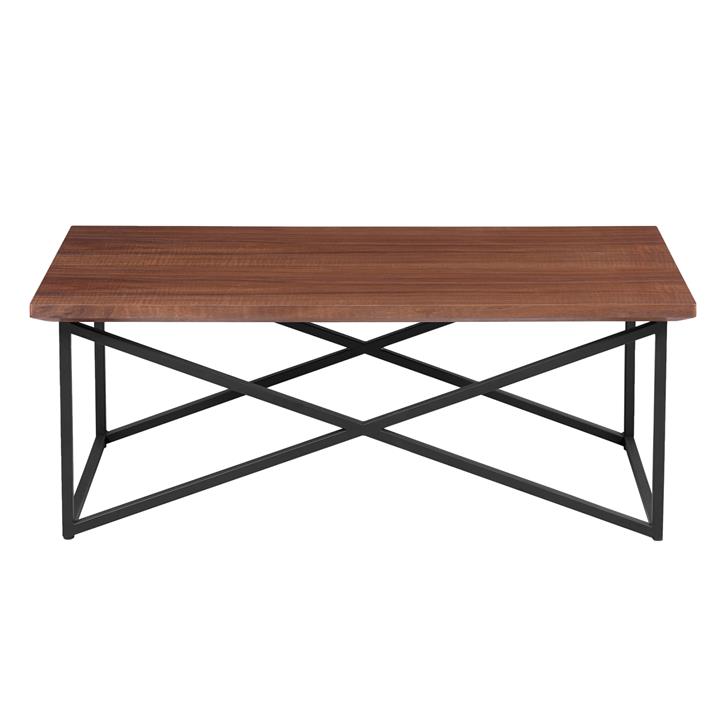 COFFEE TABLE HM9469.02 MDF WITH WALNUT WOOD VENEER TOP-BLACK METAL BASE 120x60x45,5Hcm.