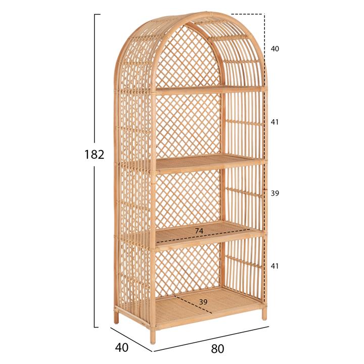 BOOKCASE HM9552 MADE OF NATURAL RATTAN IN NATURAL COLOR 80x40x182Hcm.