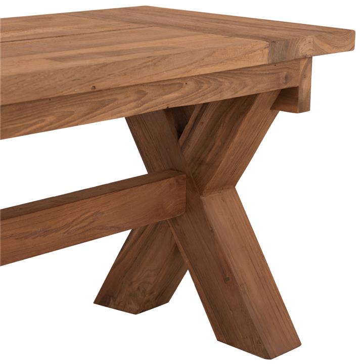 OUTDOOR BENCH HM9564 RECYCLED TEAK WOOD IN NATURAL COLOR 220x40x45Hcm.